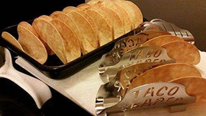 Elegant Food Storage Holder in Silver Metal With Long Size Taco Design Perfect for Stylish <b>Kitchen</b> and Home Storage - Product Image 1