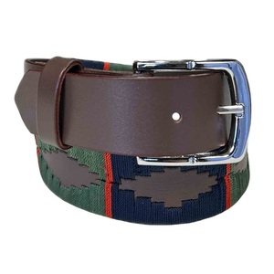 Cinturón de Cuero Genuino de Polo Vintage de Alta Calidad con Hebilla de Aleación de Zinc y Bordado de Hilo Colorido para Hombre - Product Image 1