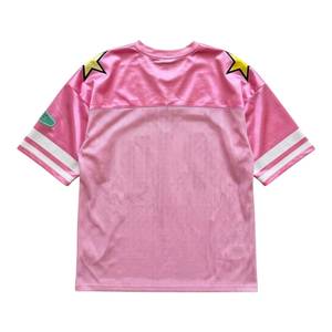 Pink Breathable Polyester Mesh Jersey <b>T</b>-<b>Shirt</b> <b>Women</b> <b>V</b>-<b>Neck</b> Oversized Loose Short Sleeve Solid Summer Streetwear - Product Image 2