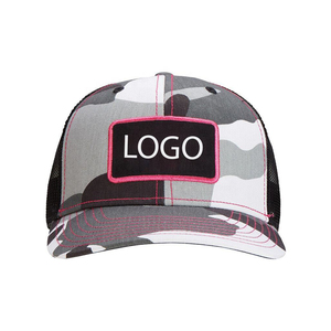 Gorra Trucker Unisex con Diseño de Camuflaje, Tela de Malla, 6 Paneles, Talla Ajustable, Color Gris y Naranja, Estilo Casual para Primavera/Verano - Product Image 1
