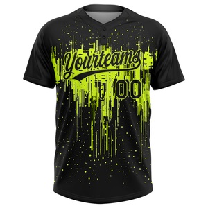Best Selling Black Neon Yellow Softball Jersey <b>Paint</b> Drip Design 100% Polyester Bird Eye Mesh Custom Logo Team Name Shirt - Product Image 2