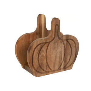 Porte-serviettes en bois d'acacia en forme de citrouille pour la décoration de table d'automne, ambiance Thanksgiving et Halloween, en provenance du Vietnam - Product Image 1