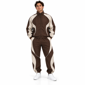 High Quality Men Tracksuit Windbreaker Full Zip <b>Jacket</b> Jogger Pants Set <b>Reflective</b> Piping Custom Men's Outdoor Activewear Suit - Product Image 1