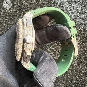 Charm Jewells – boîtier de montre de luxe en acier inoxydable, cadran analogique de 40mm, bracelet en cuir vert lumineux, mouvement mécanique unisexe - Product Image 2
