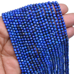 Cuentas redondas microfacetadas de lapislázuli AAA+ de 3mm-4mm, cuentas de piedras semipreciosas de lapislázuli azul natural para la fabricación de joyería. - Product Image 4