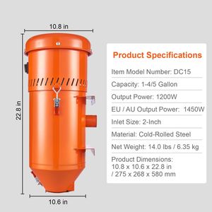 Aspiratore di polveri da 1,6 HP con capacità di 1,8 galloni, universale per cabine di sabbiatura, sistema di raccolta polveri, recuperatore di media. - Product Image 5