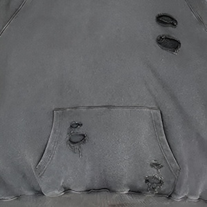 Sudadera con capucha corta desgastada con bordes sin rematar, lavado descolorido, estilo grunge urbano, corte oversize, atrevido y con personalidad. - Product Image 6