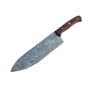 Cuchillo de Chef de cocina de acero de Damasco hecho a mano personalizado de la mejor calidad, cuchillos japoneses con mango de madera con cubierta de cuero - Product Image 2