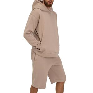 Conjunto de Dos Piezas de Sudadera con Capucha y Pantalones Cortos con Logotipo Personalizado para Uso Diario, Sudadera con Capucha Lisa y Pantalones Cortos a Juego para Hombre - Product Image 3
