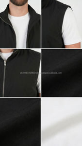 MEN'S <b>BLACK</b> SUMMERSET GILET LIGHTWEIGHT SPANDEX/POLYESTER MULTI-POCKETS ZIPPER COLLARLESS BREATHABLE CASUAL OUTERWEAR SET - Product Image 6
