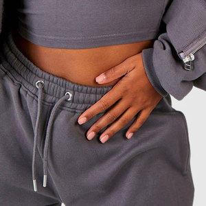 Custom Women's Winter Solid Hooded Cargo Tracksuit <b>Set</b> High Neck Regular Length Top <b>Joggers</b> 2 Piece <b>Matching</b> Pockets Streetwear - Product Image 2
