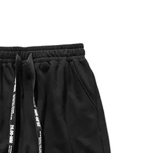 Pantalon de survêtement en coton noir pour homme, taille élastique avec cordon de serrage, décontracté, avec poches latérales, pour l'automne - Product Image 6