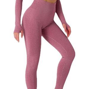 Ensemble de yoga taille haute 2 pièces, ensemble de yoga à manches longues pour femmes, vêtements de yoga respirants pour l'été, tissu extensible, ensemble de yoga 2 pièces - Product Image 4