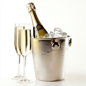 Bucket gold tone bar ware decorative <b>table</b> accessory designer hosting essential classy wine cooler tub upscale metallic decor - Product Image 4