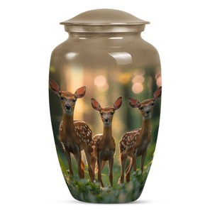 Deer embellished adult memorial cremation urn for <b>ashes</b> decorative <b>keepsake</b> remembrance tribute urn - Product Image 1