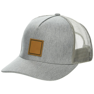 Casquette trucker grise à 6 panneaux avec dos en maille et patch en cuir sur le panneau avant, ajustable pour adultes, unisexe, décontractée, pour le printemps et l'été - Product Image 1