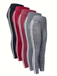 Leggings de yoga décontractés en coton pour femmes, multicolores, unis, doux, longueur cheville, coupe ajustée basique, pour le quotidien et la détente, personnalisables, vente en gros - Product Image 4
