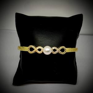 Luxury Gold Plated <b>freshwater</b> <b>Pearl</b> <b>Bracelet</b> with antitarnish polish and Infinity Design Fashion Bangle for Women - Product Image 1