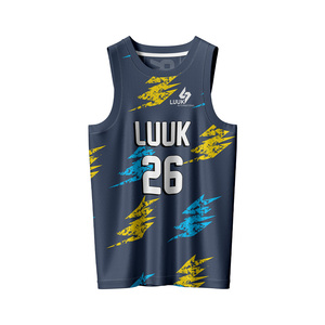 Ensembles d'uniformes de basketball personnalisés pour hommes 100 % polyester imprimés par transfert thermique respirants grandes tailles séchage rapide évacuation de l'humidité - Product Image 2