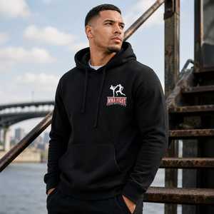 Sudadera con Capucha Negra para Hombre, 100% Algodón, Felpa, Corte Regular, Bolsillo Frontal con Logotipo, Invierno, Antiarrugas, Personalizable - Product Image 3