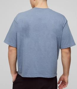 Custom Blue Grey Oversized T Shirt Heavy Cotton Streetwear Tee Premium oversized loose fit T Shirt Men Drop shoulder streetwear - Product Image 6