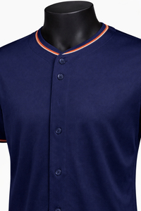 Maillot de baseball uni personnalisé, chemise de baseball entièrement boutonnée avec passepoil, bordure orange, uniforme d'équipe, haut respirant à séchage rapide en polyester - Product Image 5