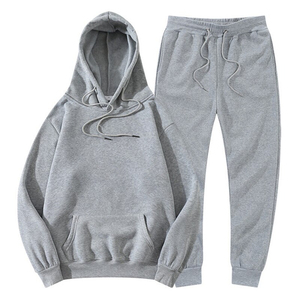 Casual Sports Set For Men Featuring Fleece Jogger Tracksuit With <b>Hoodies</b> And Sweatpants Solid Color Design Suitable for both men - Product Image 3