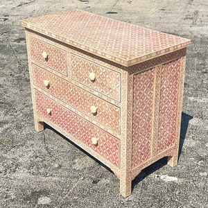 Consola con Incrustaciones de Hueso, Mesa con Incrustaciones de Hueso y 5 Cajones, Muebles de Almacenamiento para Sala de Estar, Mesa de Nácar - Product Image 5