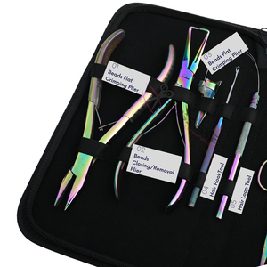 Professional Rainbow Hair Extension <b>Tools</b> <b>Kit</b> Flat Crimping Plier Bead Remover <b>Tool</b> Hook Loop <b>Tool</b> <b>Mini</b> Scissor Styling Clips - Product Image 3