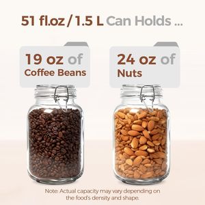 Airtight 3-Lid Glass Canister Set 51oz Clear Food Storage Jars Square <b>Kitchen</b> <b>Pantry</b> Organization Containers - Product Image 4