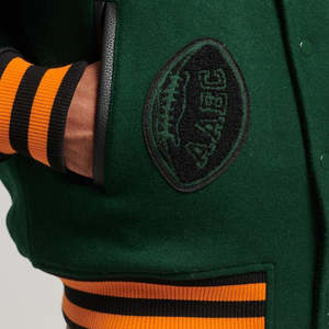 Chaqueta Letterman de Lana Vintage para Hombre, Talla Grande, con Bordado de Cuero Personalizado en la Parte Delantera, Cuello Alto, de Alta Calidad, para Invierno - Product Image 5