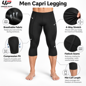 Bequeme Herren-Capri-Leggings mit elastischem Bund, atmungsaktivem Stoff und flexibler Passform für einen aktiven Lebensstil. - Product Image 6