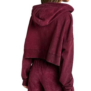 OEM High Quality Custom logo Boxy Fit Overdyed <b>Hoodie</b> Women Crop Zip up <b>Hoodie</b> 2026 - Product Image 2