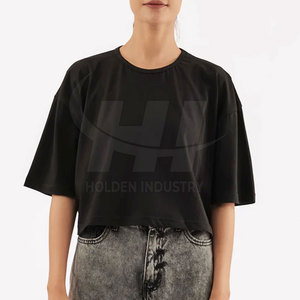 T-shirt court pour femme, look simple et sobre, basique, élégant, décontracté, coupe douce et confortable - Product Image 4