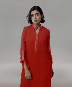 คุर्ติผ้าจอร์เจตต์ทรงสวยทันสมัย ความยาวระดับเข่า ดีไซน์เนอร์คุณภาพสำหรับผู้หญิง เหมาะสำหรับงานแต่งงาน งานเลี้ยง และงานเฉลิมฉลอง สวมใส่สบาย - Product Image 3