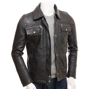 Blouson de motard en peau de mouton à capuche pour homme de qualité supérieure, coupe personnalisable, devant en toile, élégant, en cuir véritable avec doublure en fausse fourrure, livraison rapide - Product Image 5
