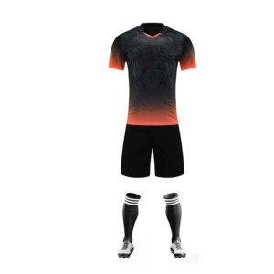 Unisex Custom Black Orange Gradient Soccer Jersey Set V-Neck Short Sleeve Moisture Wicking Polyester Uniform Winter All Athletic - Product Image 4