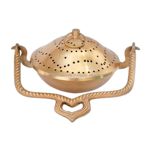 Premium Brass Bakhoor Burner Handmade Incense Burner with <b>Decorative</b> Handle Resin Incense Holder for Home Meditation Prayer - Product Image 2
