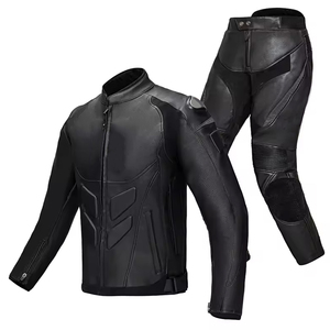 Unisex Black Leather Printed Plus Size <b>Motorcycle</b> <b>Jacket</b> and Pants Set Full Sleeve Windproof All Seasons Racing Suit - Product Image 1