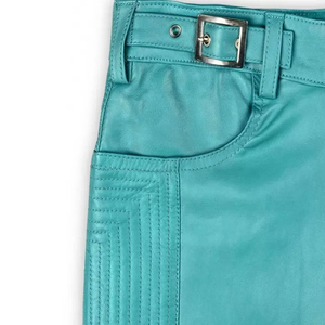 Pantalon en cuir pour homme, nouveau design tendance, taille haute, style décontracté avec poches latérales et fausses fermetures éclair sur les jambes, logo personnalisé à prix réduit - Product Image 6