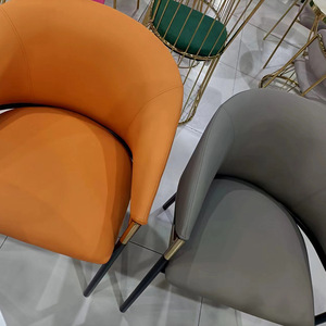 Silla de Comedor <span class=keywords><strong>Vita</strong></span> Bella Sedia Arancione de Diseño con Respaldo Curvo en Cuero Gris para Muebles de Comedor de Villa o Cafetería - Product Image 6