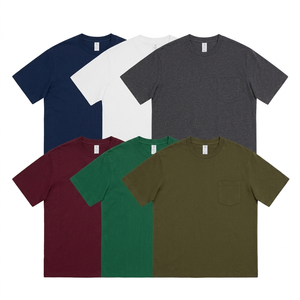 230gsm Solid Knitted Oversized Pocket Silk Screen Printed Custom Logo Eco-Friendly Heavyweight 100% Cotton T-shirt Men - Product Image 1