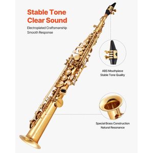 Kit de Saxofón Soprano en Si Bemol para Principiantes, Incluye Saxofón Recto, Estuche de Transporte, Boquilla, Paño de Limpieza, Varilla, Guantes - Product Image 3