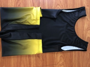 Maillot de lutte personnalisé AERO, musculation haute performance, 100% polyester 220g, coupe dégagée sans manches, imprimé par transfert thermique - Product Image 5