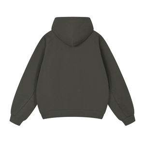 Unisex Oversized Heavyweight Full Zip Up Hoodie Custom Logo Streetwear <b>Plain</b> Solid Color Warm Winter Cotton Blend <b>Sweatshirt</b> - Product Image 4