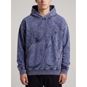 Mens <b>Vintage</b> Washed <b>Oversized</b> Hoodie Acid Wash Pullover Hooded <b>Sweatshirt</b> Heavyweight Cotton Casual Streetwear Custom Logo OEM - Product Image 1
