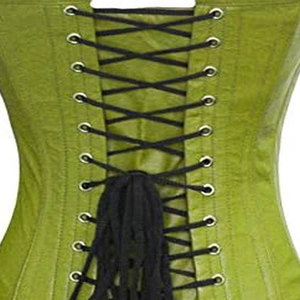 Salva <b>Leather</b> Women's Green Gothic <b>Corset</b> Zipper Closure Lace-Up Front Regular Length Waterproof V-neck 100% <b>Leather</b> Outerwear - Product Image 5