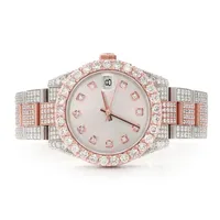 Montre de luxe classique en or blanc avec bracelet en moissanite pour homme et femme, cadran intelligent avec date, édition limitée