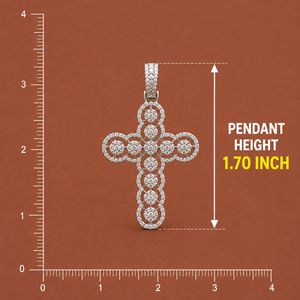 Rhodium Plated 925 Silver Moissanite Diamond <b>Cross</b> Pendant <b>Charm</b> Wedding Jewelry - Product Image 3