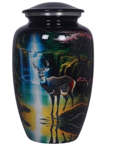 Grande urne funéraire en métal faite à la main, écologique, pour les cendres d'adultes, design moderne, décoration de maison funéraire - Product Image 3